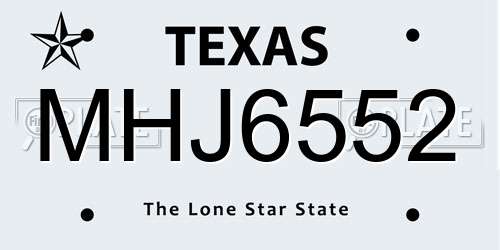 MHJ6552 Texas License Plate