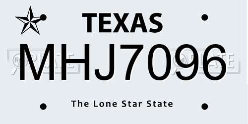 MHJ7096 Texas License Plate