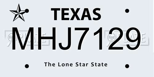 MHJ7129 Texas License Plate