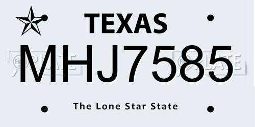 MHJ7585 Texas License Plate