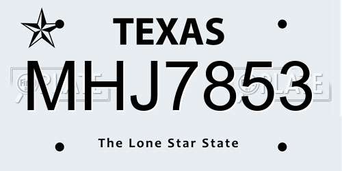 MHJ7853 Texas License Plate