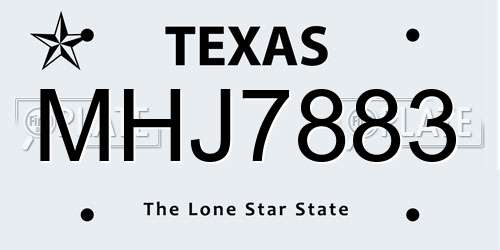 MHJ7883 Texas License Plate