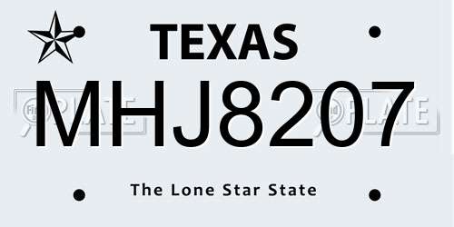 MHJ8207 Texas License Plate