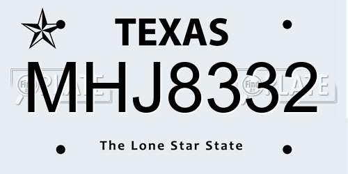 MHJ8332 Texas License Plate