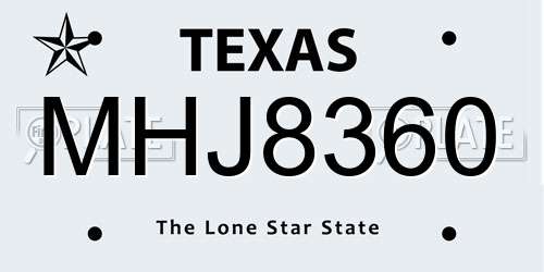 MHJ8360 Texas License Plate