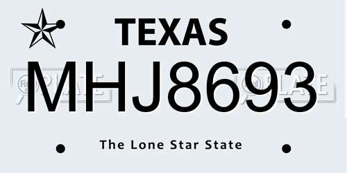 MHJ8693 Texas License Plate