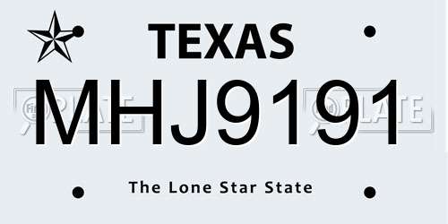 MHJ9191 Texas License Plate