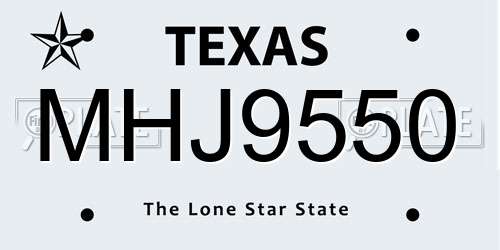 MHJ9550 Texas License Plate