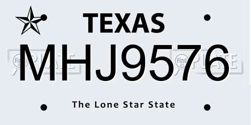 MHJ9576 Texas License Plate