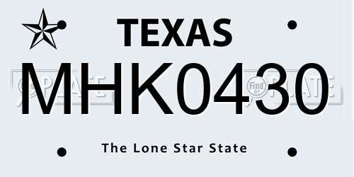 MHK0430 Texas License Plate