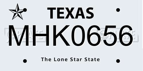 MHK0656 Texas License Plate