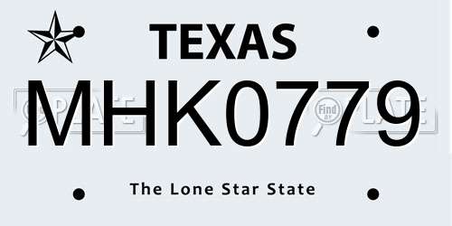 MHK0779 Texas License Plate