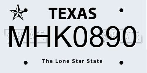 MHK0890 Texas License Plate