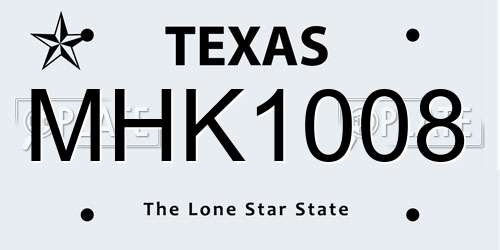 MHK1008 Texas License Plate