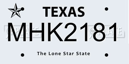 MHK2181 Texas License Plate
