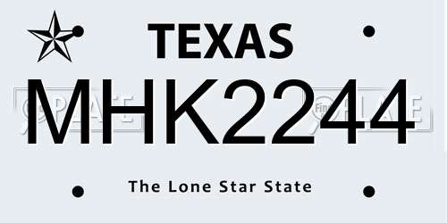 MHK2244 Texas License Plate