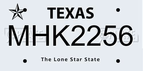 MHK2256 Texas License Plate