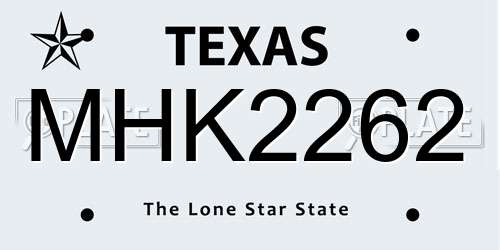 MHK2262 Texas License Plate