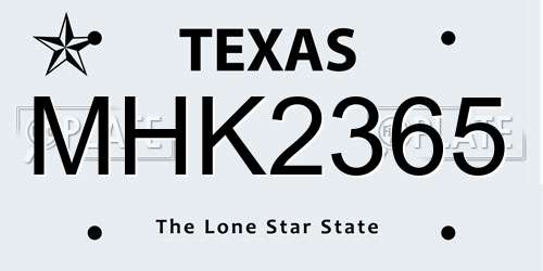 MHK2365 Texas License Plate