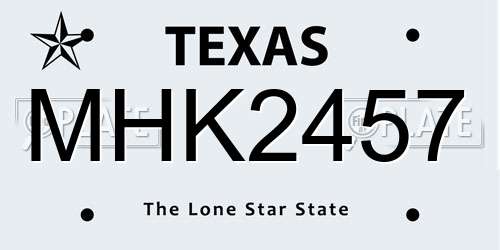 MHK2457 Texas License Plate
