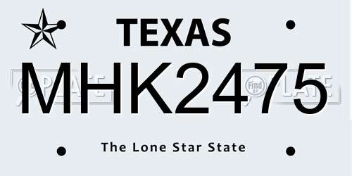 MHK2475 Texas License Plate