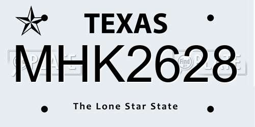 MHK2628 Texas License Plate