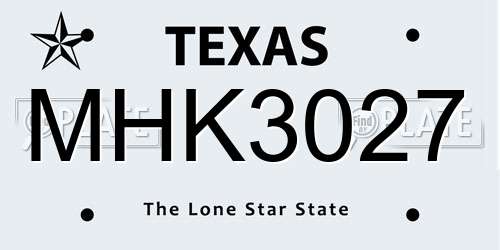 MHK3027 Texas License Plate