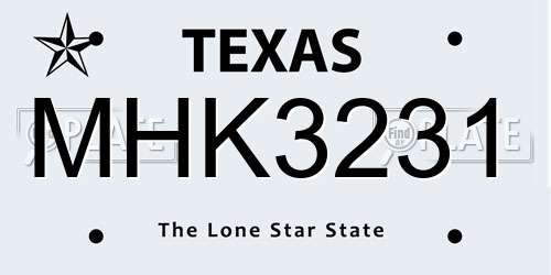 MHK3231 Texas License Plate