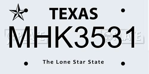 MHK3531 Texas License Plate
