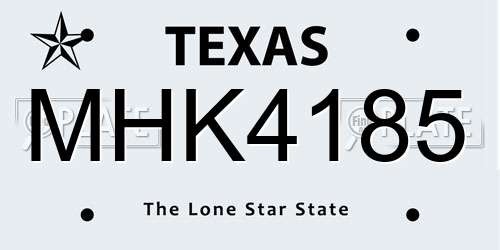 MHK4185 Texas License Plate