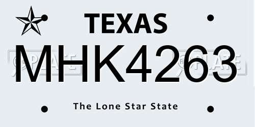 MHK4263 Texas License Plate