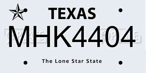MHK4404 Texas License Plate
