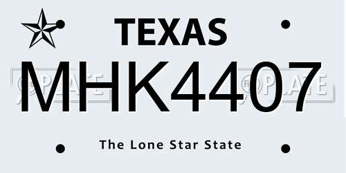 MHK4407 Texas License Plate