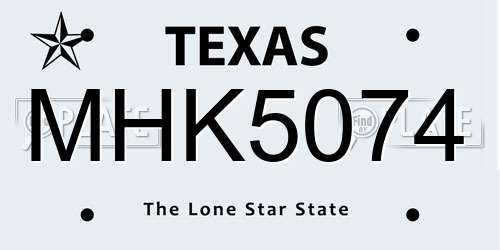 MHK5074 Texas License Plate