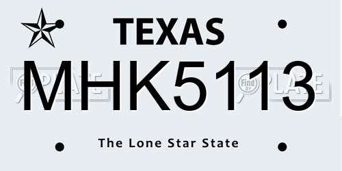 MHK5113 Texas License Plate