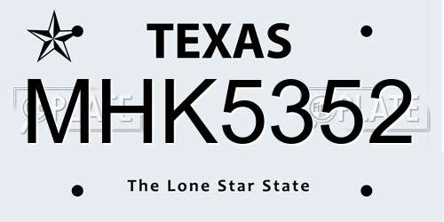 MHK5352 Texas License Plate