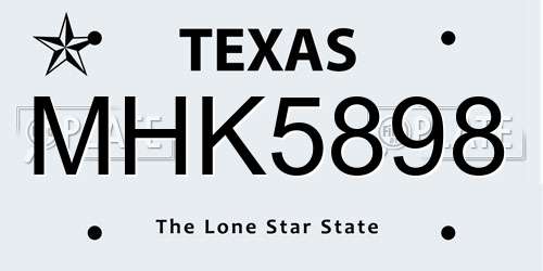 MHK5898 Texas License Plate
