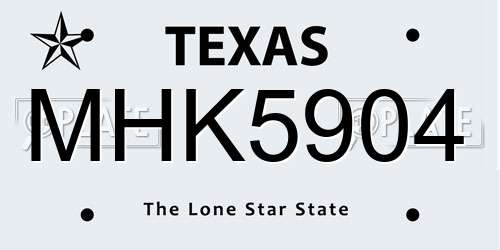 MHK5904 Texas License Plate