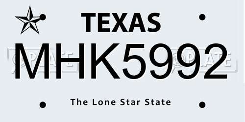 MHK5992 Texas License Plate