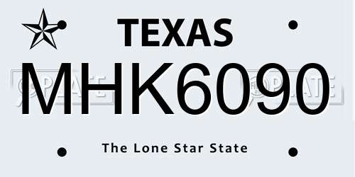 MHK6090 Texas License Plate