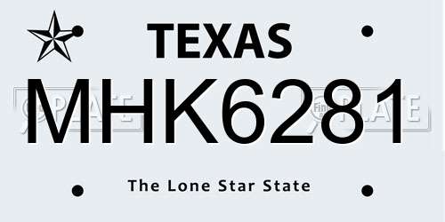 MHK6281 Texas License Plate