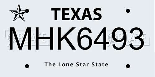 MHK6493 Texas License Plate