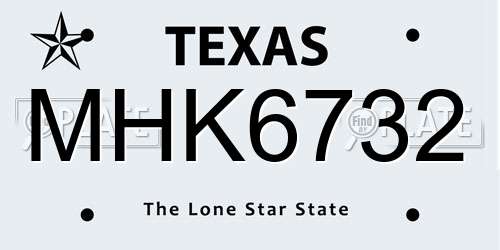 MHK6732 Texas License Plate