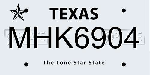 MHK6904 Texas License Plate
