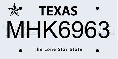 MHK6963 Texas License Plate