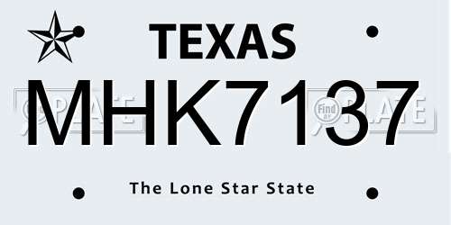 MHK7137 Texas License Plate