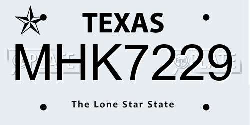 MHK7229 Texas License Plate