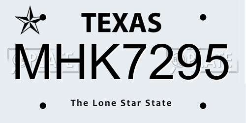 MHK7295 Texas License Plate
