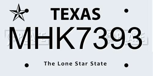 MHK7393 Texas License Plate