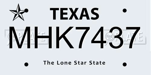 MHK7437 Texas License Plate